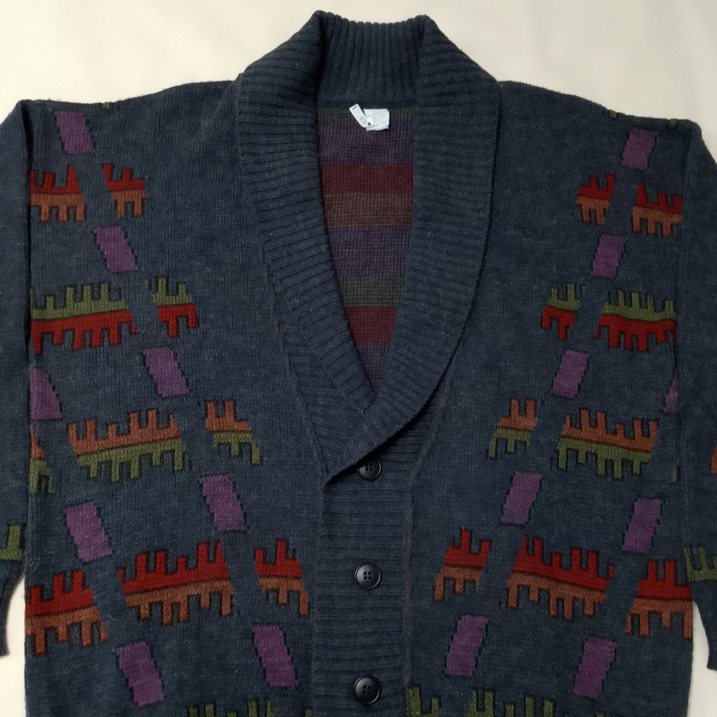 Cardigan scollo a scialle blu scuro