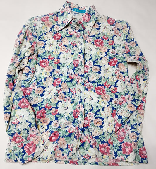 Camicia Cacharel blu e verde con stampa floreale