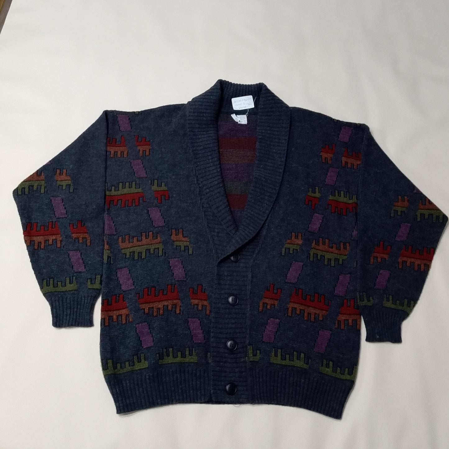 Cardigan scollo a scialle blu scuro