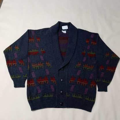 Cardigan scollo a scialle blu scuro
