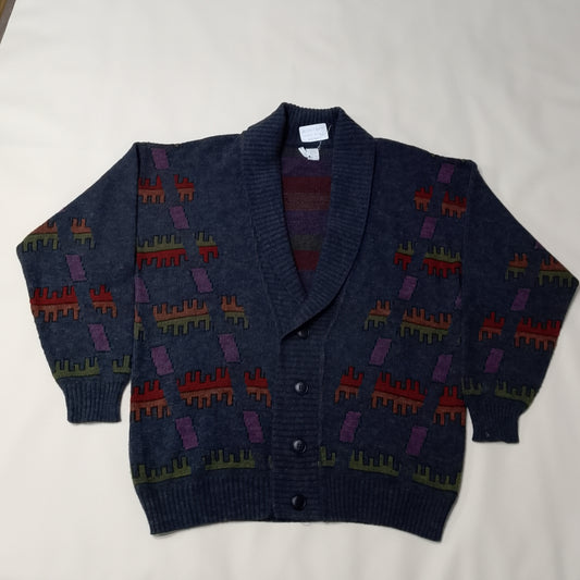 Cardigan scollo a scialle blu scuro