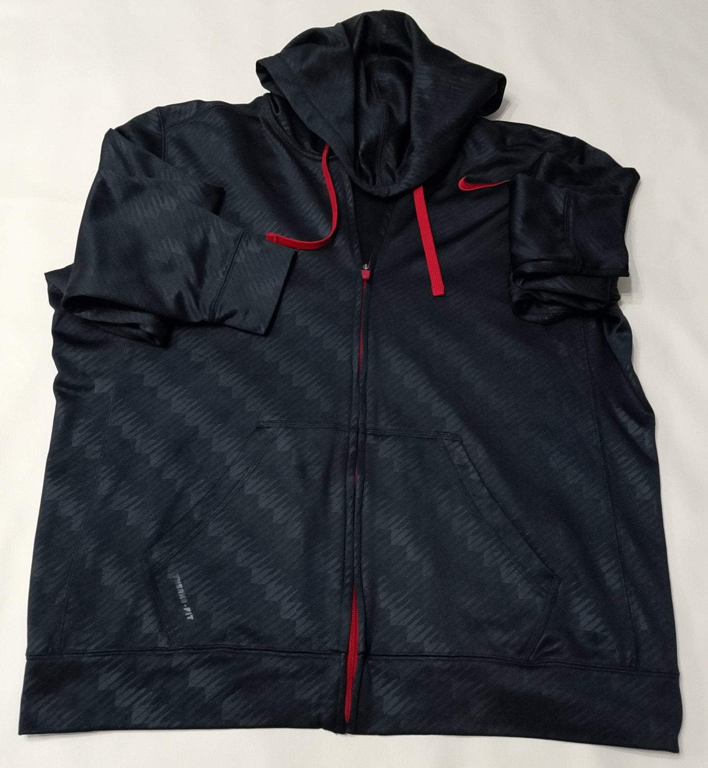 Felpa con cappuccio Nike nera cerniera rossa