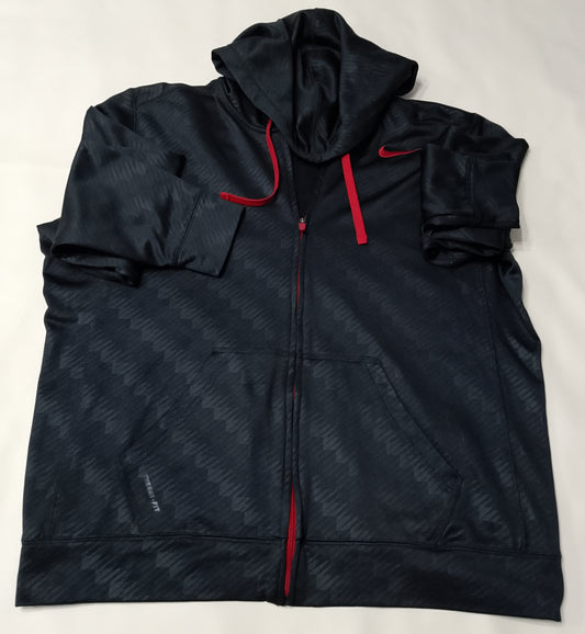 Felpa con cappuccio Nike nera cerniera rossa