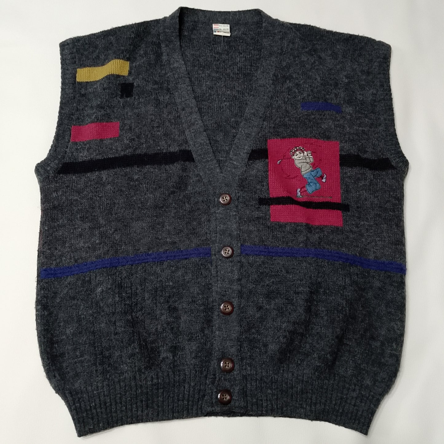 Gilet in maglia grigio scuro e ricamo golf player