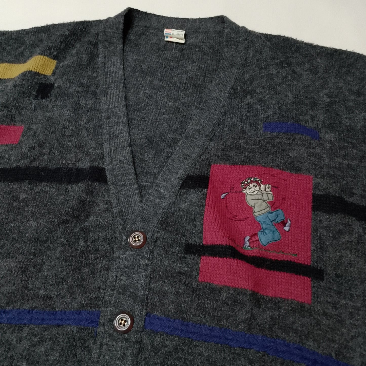 Gilet in maglia grigio scuro e ricamo golf player