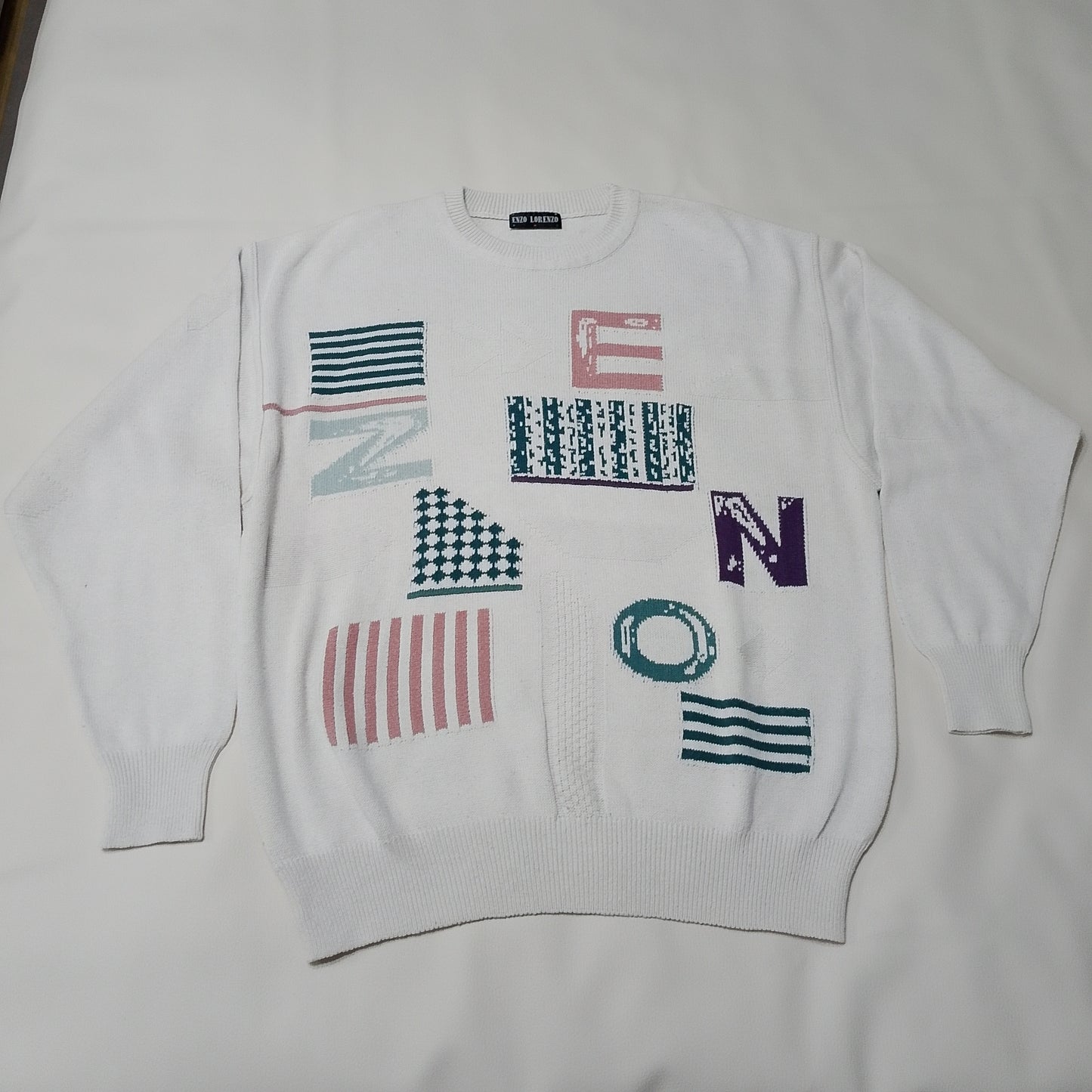 Maglione Enzo Lorenzo vintage grafica geometrica