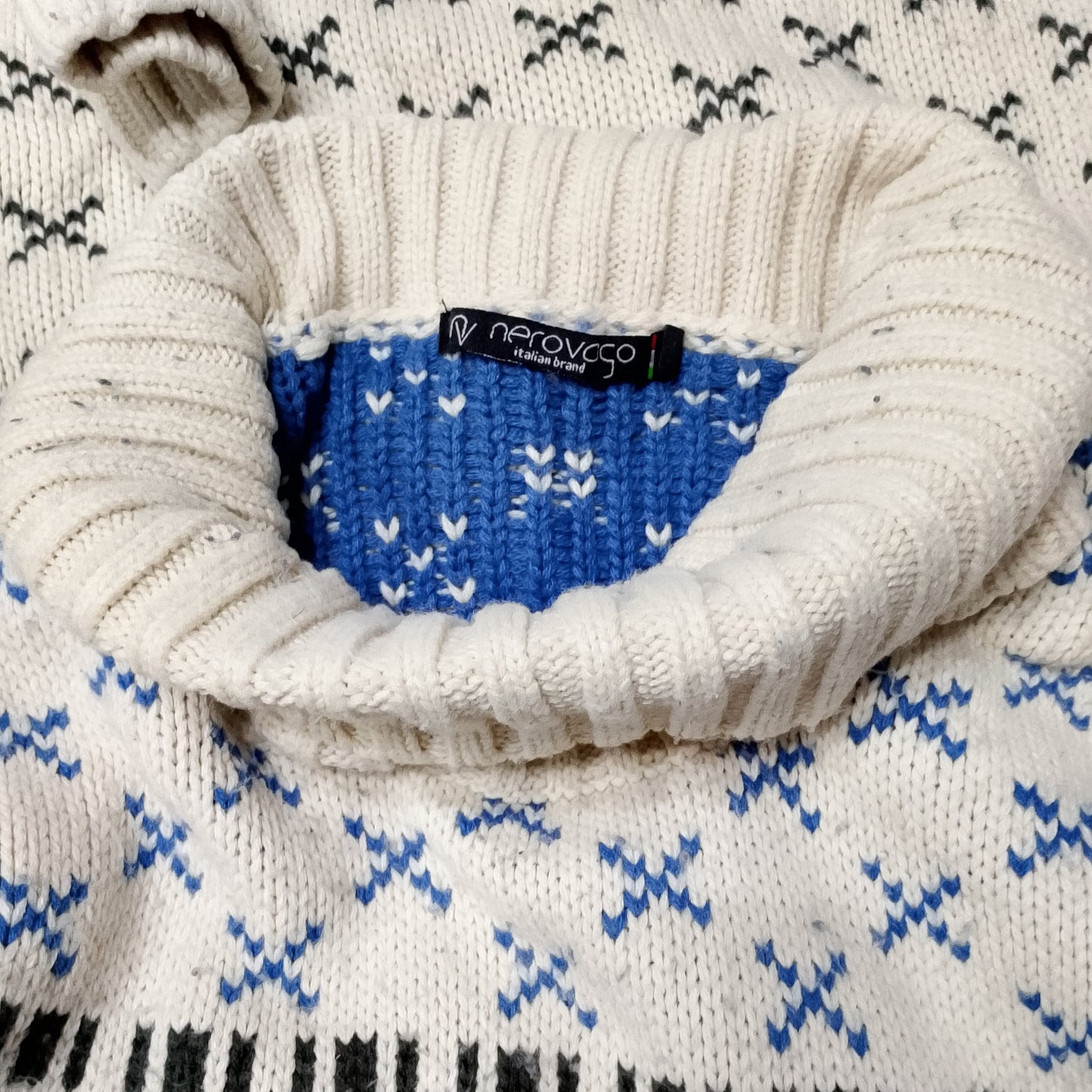 Maglione Nero Vago motivo fair isle
