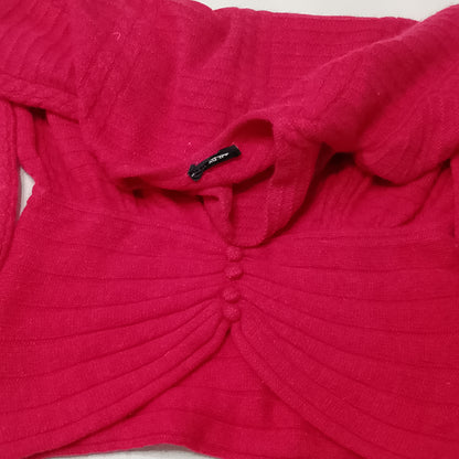 Maglione Linus fucsia con arricciatura in vita